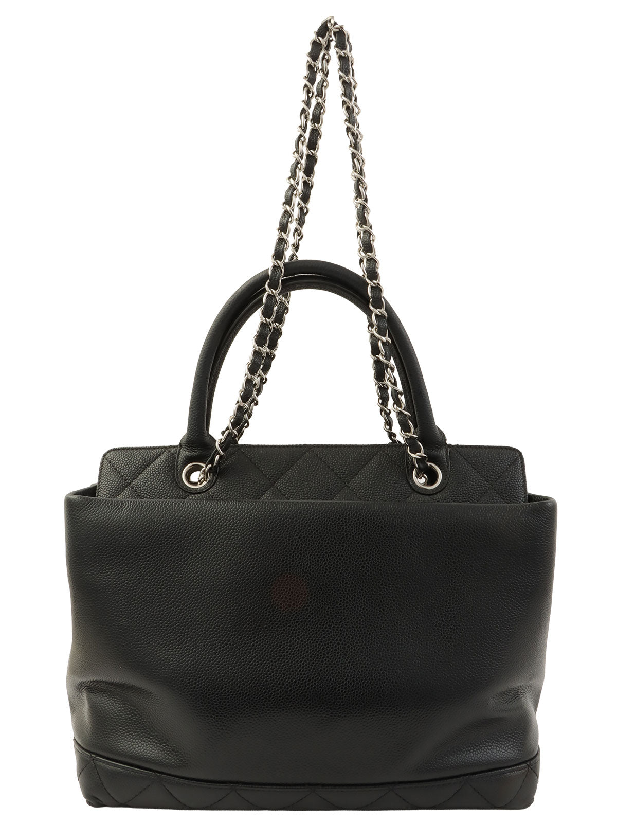 2011 Caviar Skin CC Mark Stitch 2-Way Tote Bag, Black