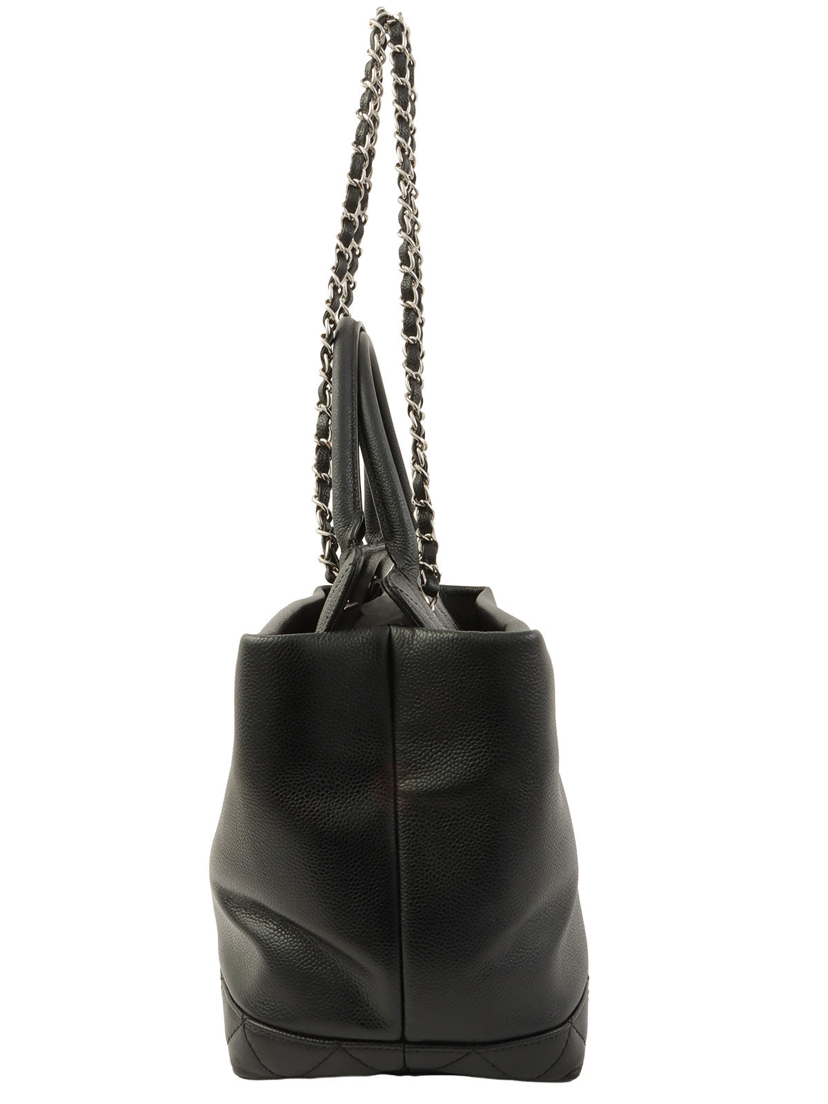 2011 Caviar Skin CC Mark Stitch 2-Way Tote Bag, Black