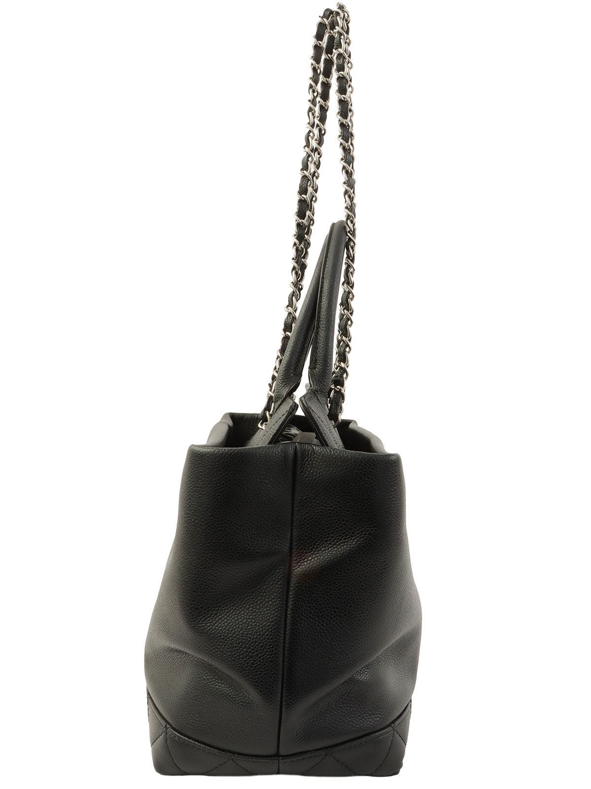 2011 Caviar Skin CC Mark Stitch 2-Way Tote Bag, Black