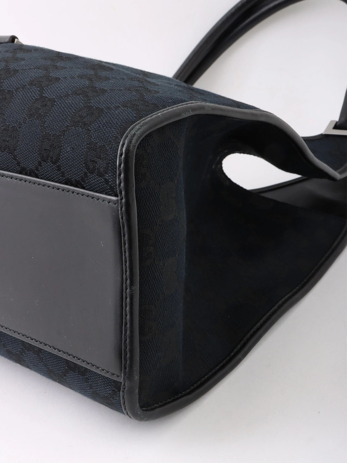 Canvas GG Pattern Jackie Shoulder Bag in Black