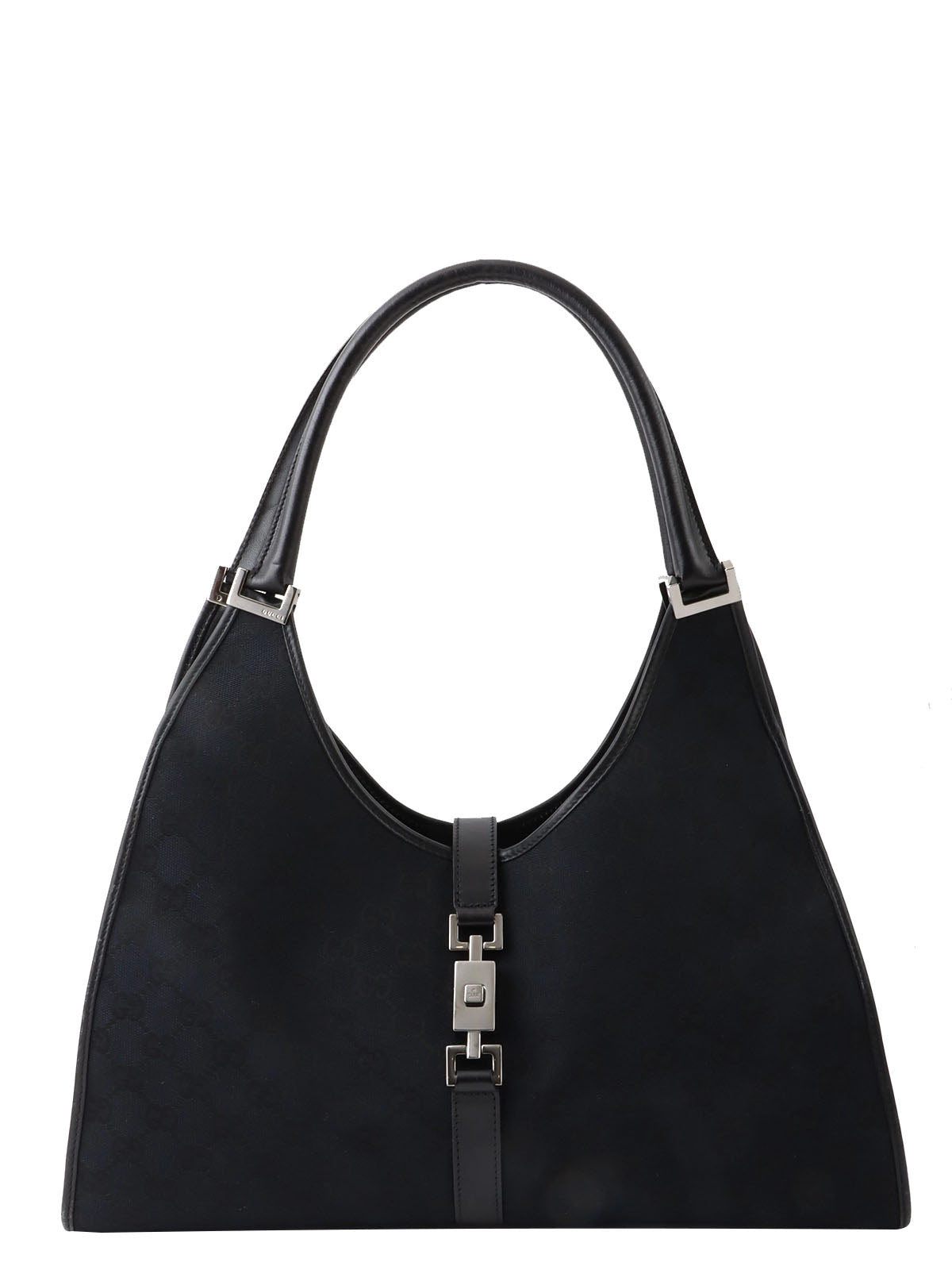 Canvas GG Pattern Jackie Shoulder Bag in Black