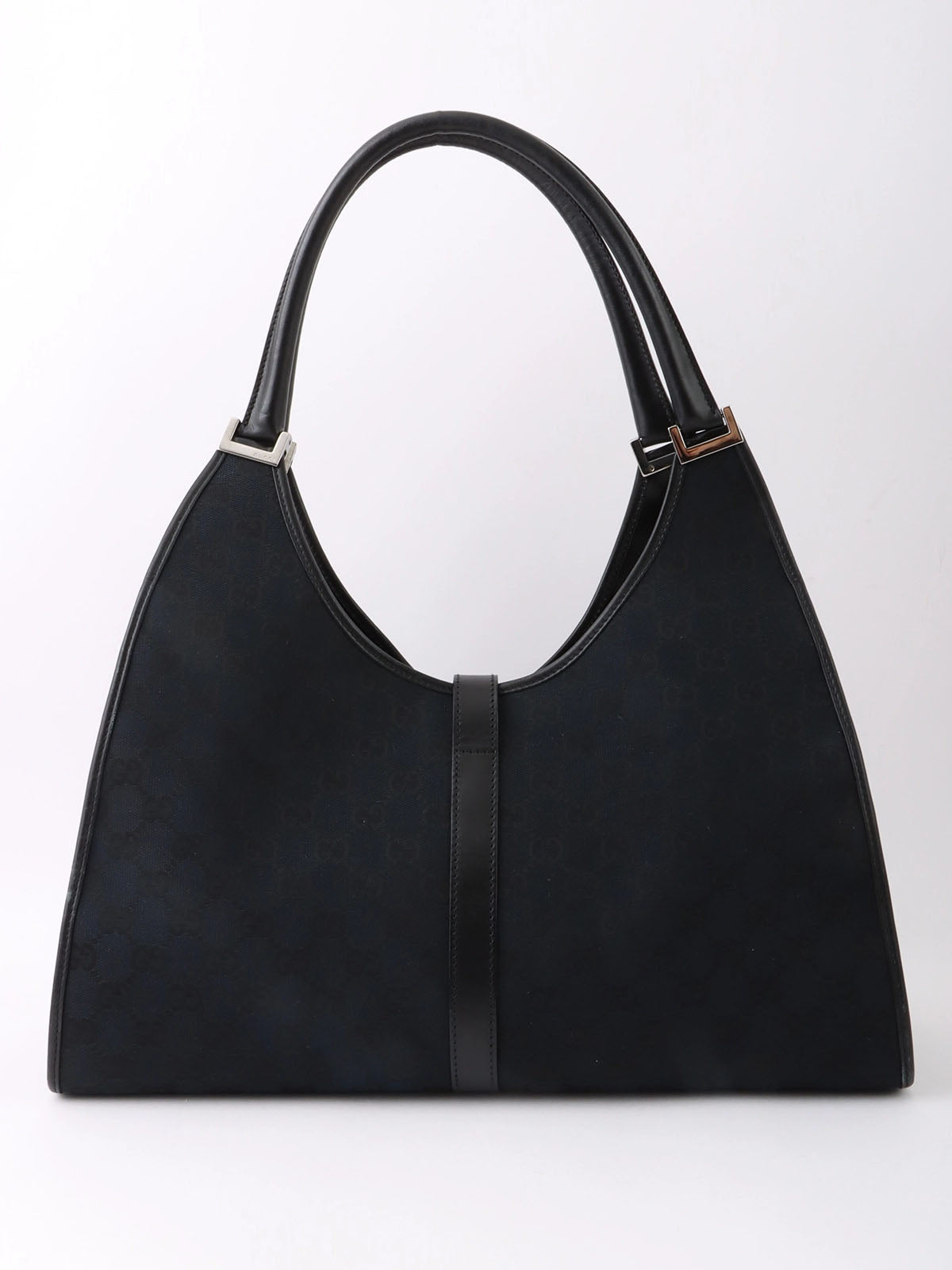 Canvas GG Pattern Jackie Shoulder Bag in Black