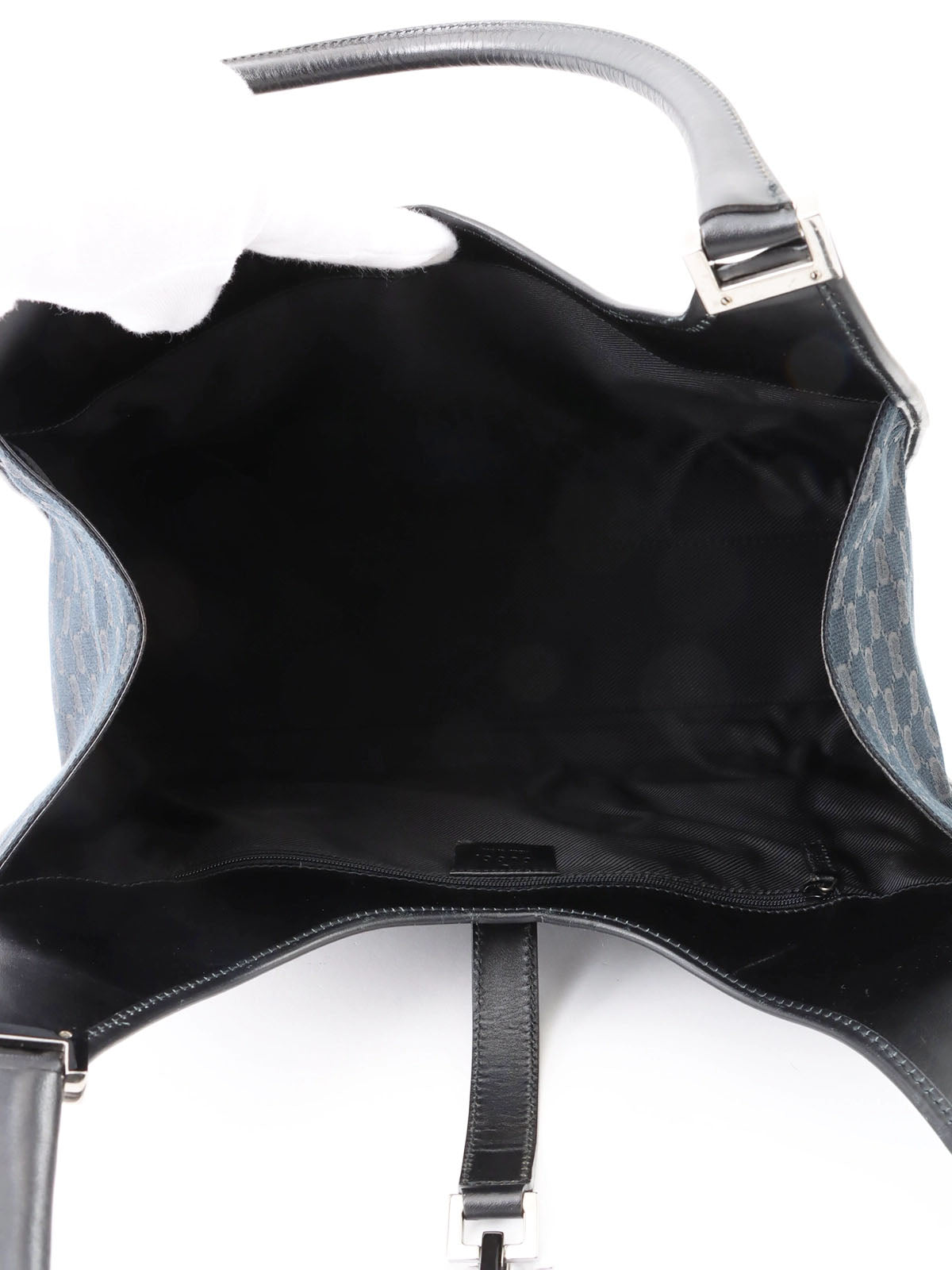 Canvas GG Pattern Jackie Shoulder Bag in Black