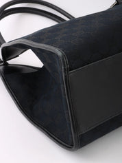 Canvas GG Pattern Jackie Shoulder Bag in Black