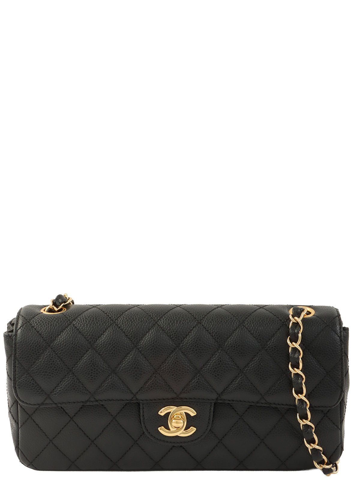 2005年頃製 キャビアスキンイーストウェストチェーンバッグ ブラック