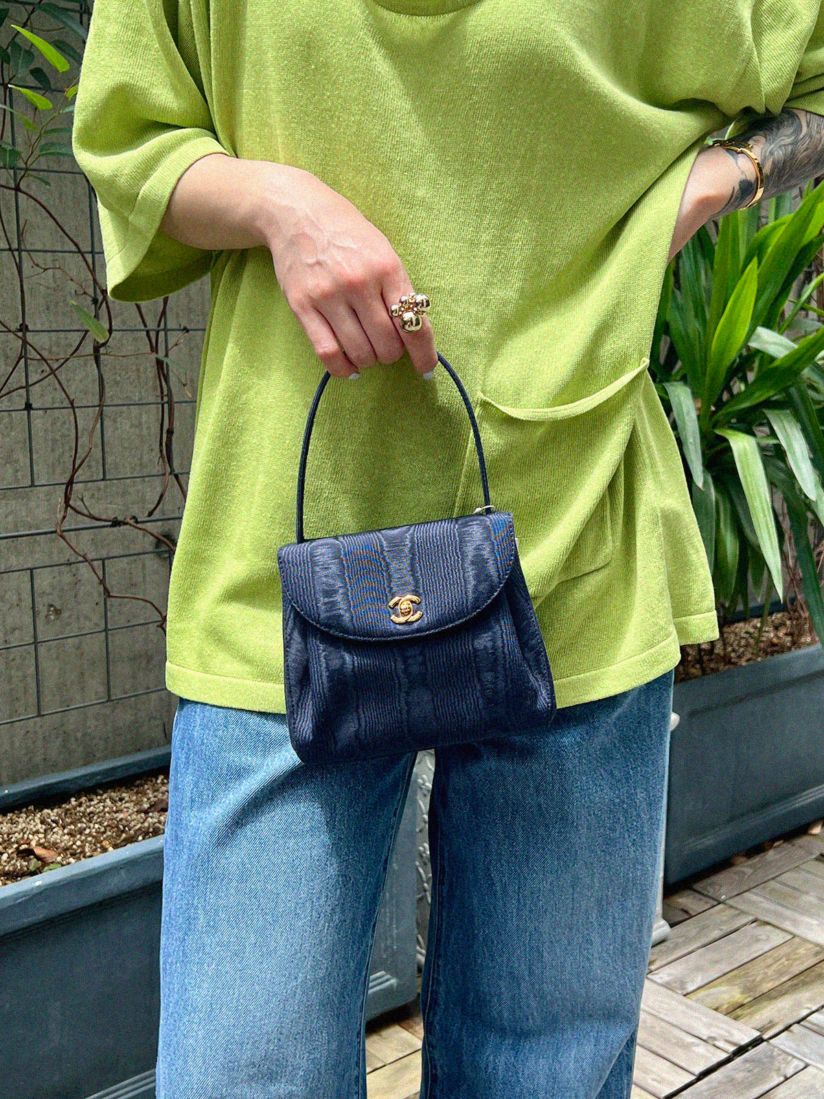 1998 CC Turnlock Handbag, Navy