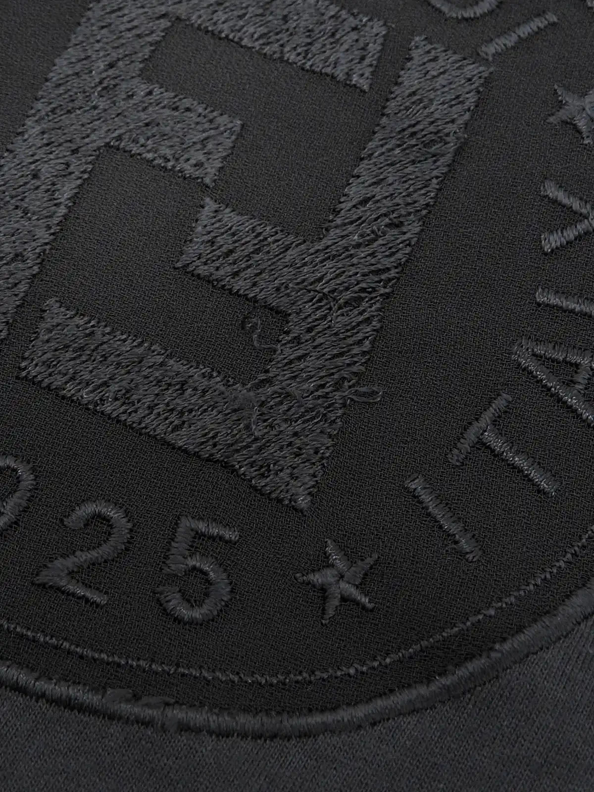 ロゴステッチノースリーブワンピース ブラック