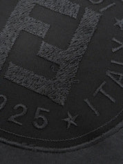 ロゴステッチノースリーブワンピース ブラック