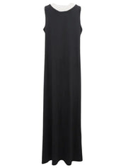 ロゴステッチノースリーブワンピース ブラック