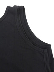 ロゴステッチノースリーブワンピース ブラック