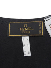 黑色Logo缝线无袖连衣裙