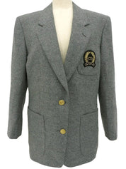 Grey wool logo emblem jacket