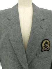 Grey wool logo emblem jacket