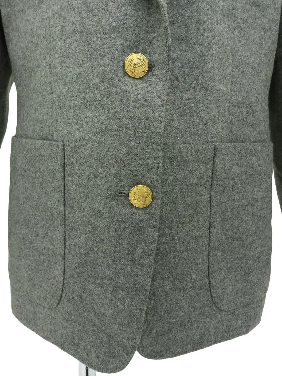 Grey wool logo emblem jacket