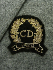 Grey wool logo emblem jacket