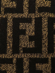 Wool FF Zucca Pattern Long Sleeve Knit Top in Brown/Black