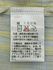 チェックパターンホースキャリッジ刺繍半袖トップス ライトブルー/ライトイエロー