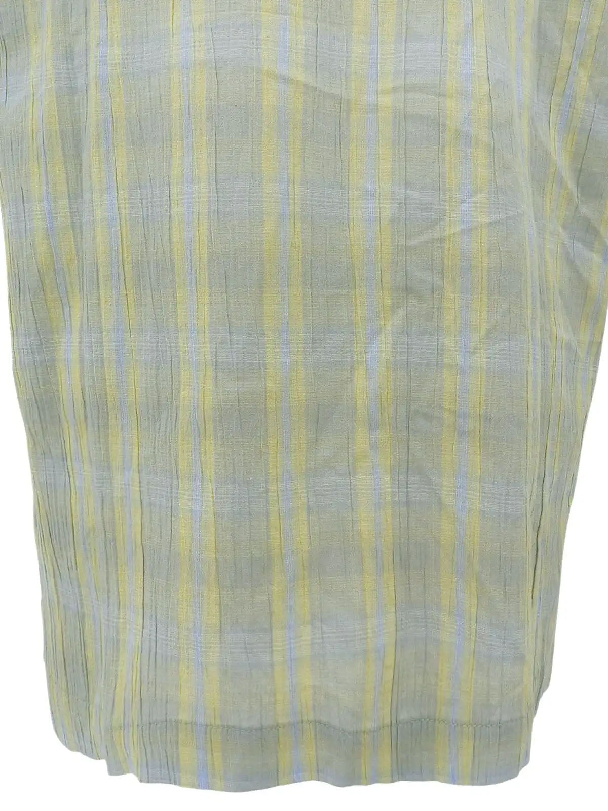 Check Pattern Horse Carriage Embroidered Half Sleeve Top in Light Blue/Light Yellow