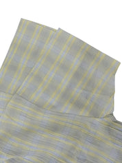 チェックパターンホースキャリッジ刺繍半袖トップス ライトブルー/ライトイエロー