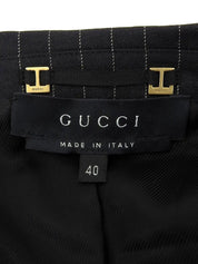 Stripe Pattern Logo Button Jacket in Black