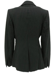 Stripe Pattern Logo Button Jacket in Black