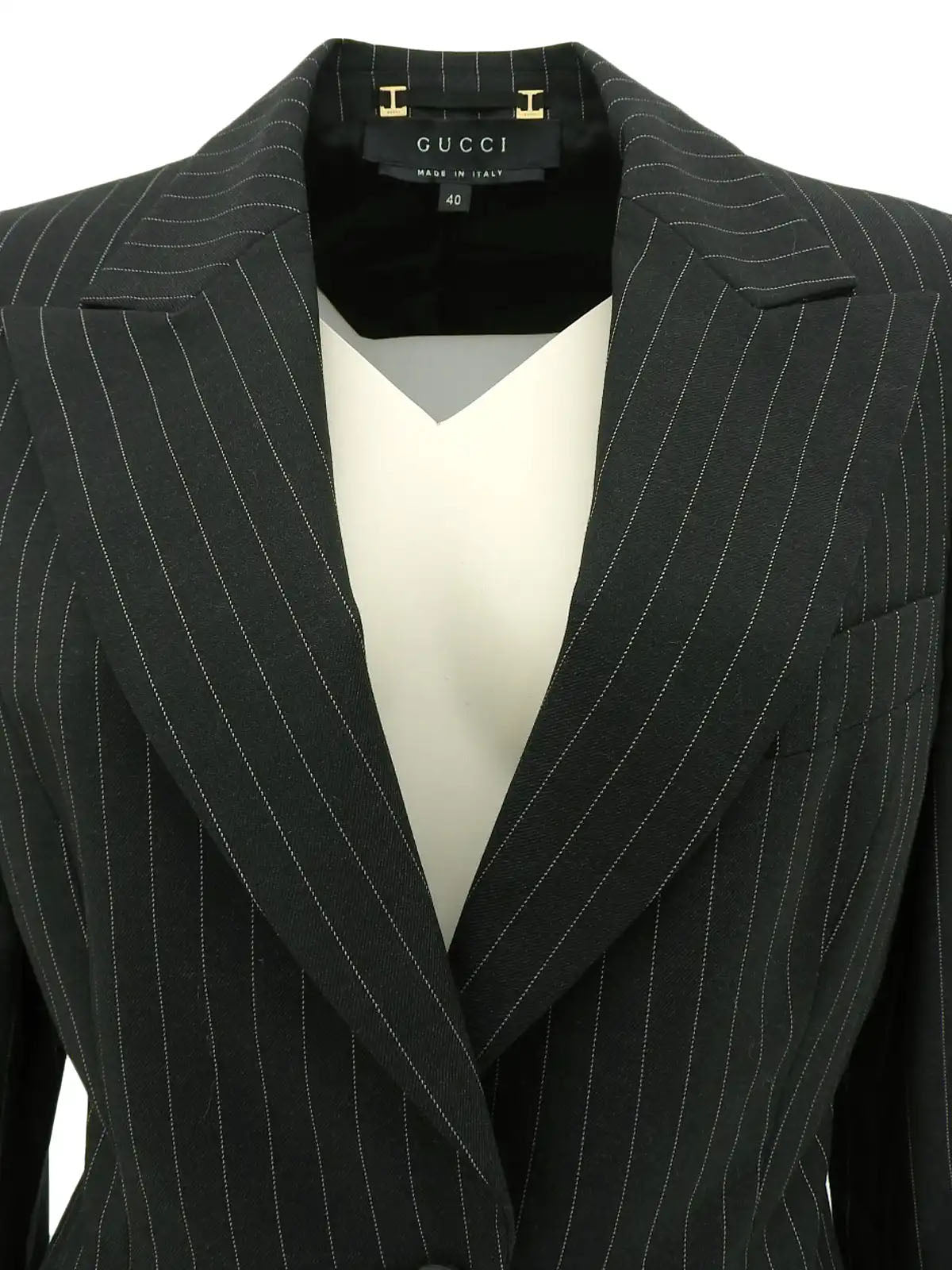 Stripe Pattern Logo Button Jacket in Black