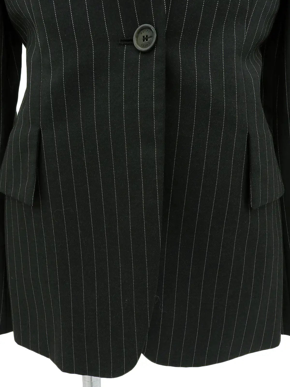Stripe Pattern Logo Button Jacket in Black
