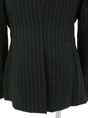 Stripe Pattern Logo Button Jacket in Black