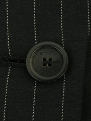 Stripe Pattern Logo Button Jacket in Black