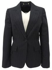 ストライプパターンロゴボタンジャケット ブラック/グレー