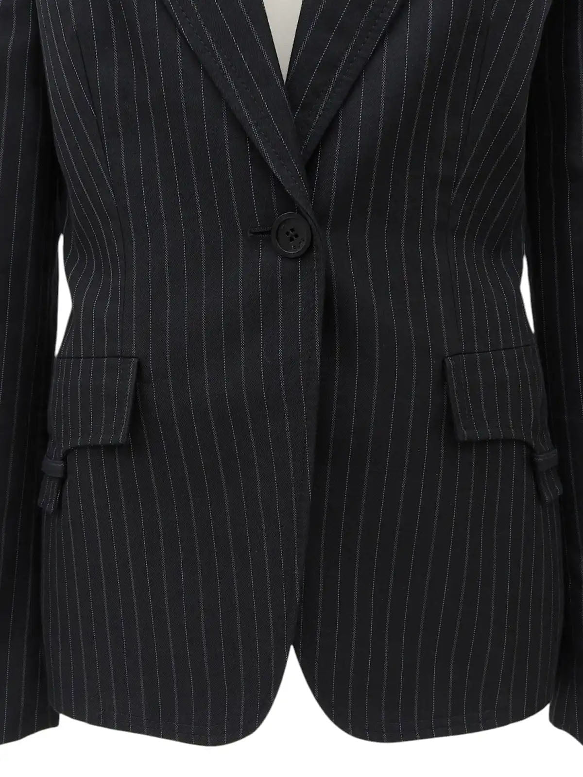 ストライプパターンロゴボタンジャケット ブラック/グレー