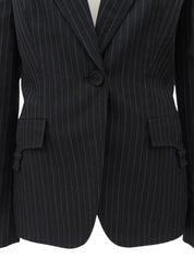 ストライプパターンロゴボタンジャケット ブラック/グレー