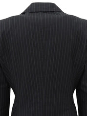 Striped Pattern Logo Button Jacket Black/Gray