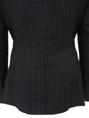 ストライプパターンロゴボタンジャケット ブラック/グレー