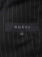 ストライプパターンロゴボタンジャケット ブラック/グレー