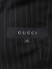 Striped Pattern Logo Button Jacket in Black/Gray