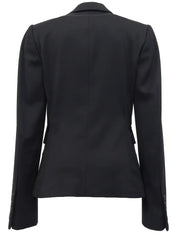 Wool logo button jacket in black