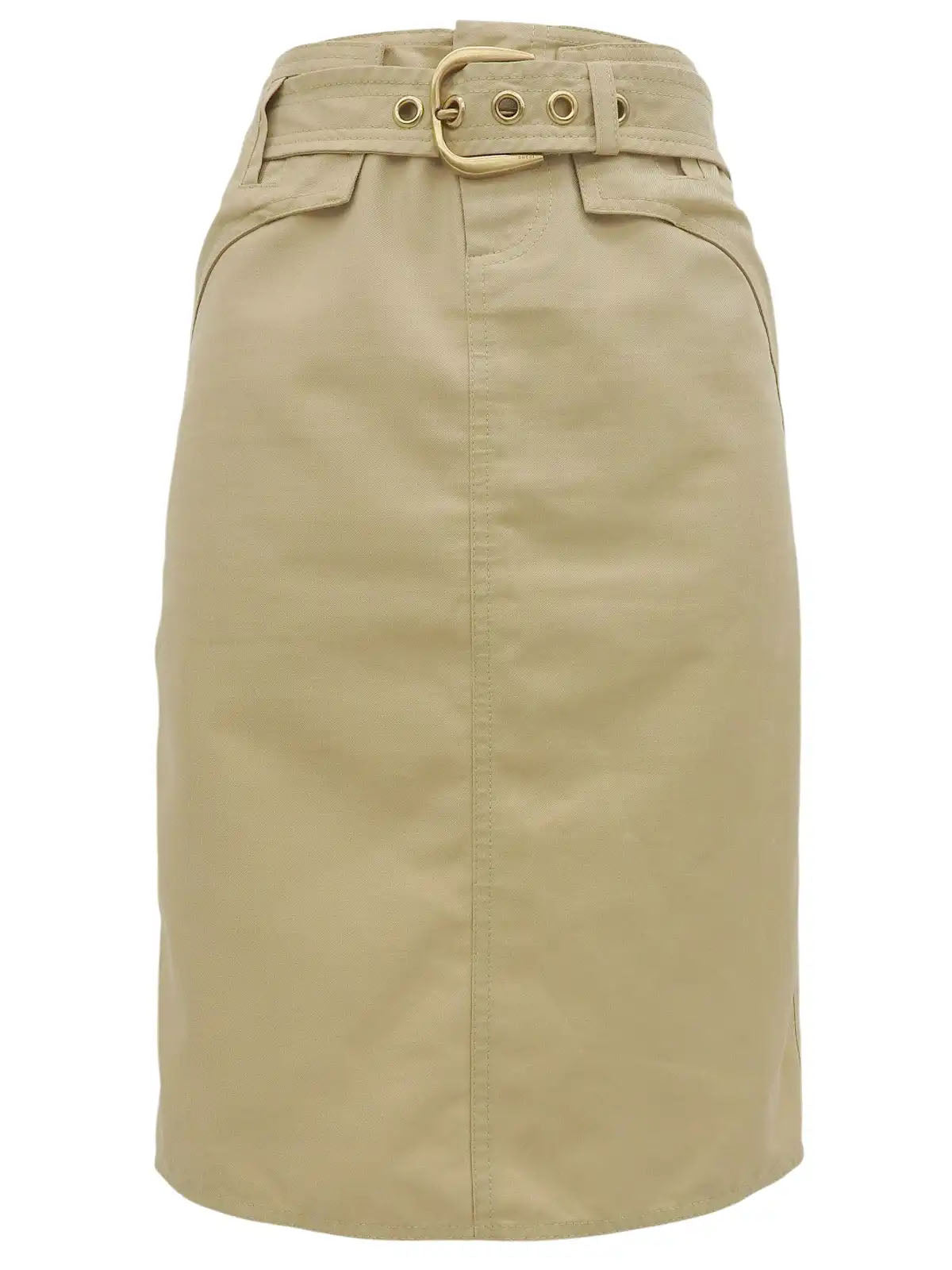 ロゴバックルタイトスカート ベージュ