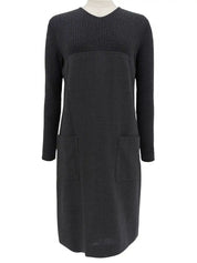 リブニットスリーブワンピース グレー