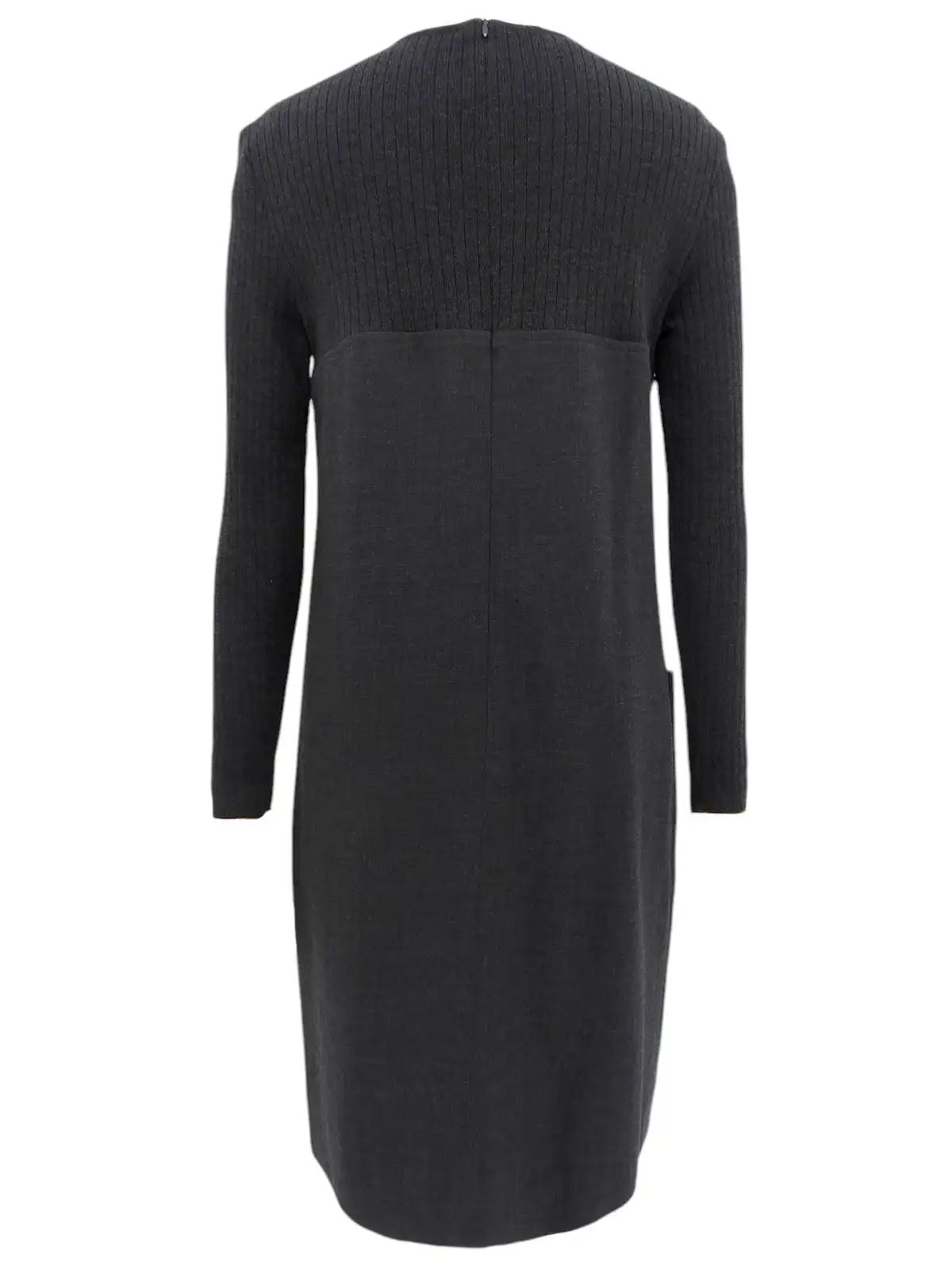 リブニットスリーブワンピース グレー