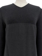 リブニットスリーブワンピース グレー