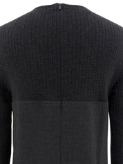 リブニットスリーブワンピース グレー