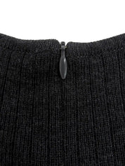 リブニットスリーブワンピース グレー