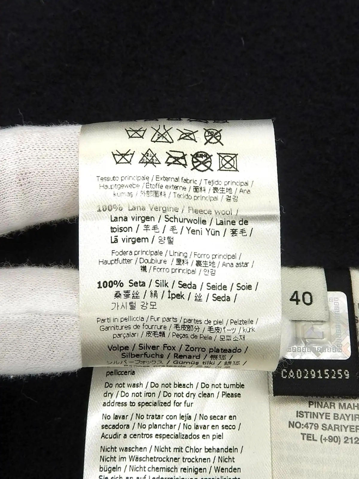 Wool and fox fur combination cape coat in black/white