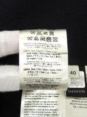 Wool and fox fur combination cape coat in black/white