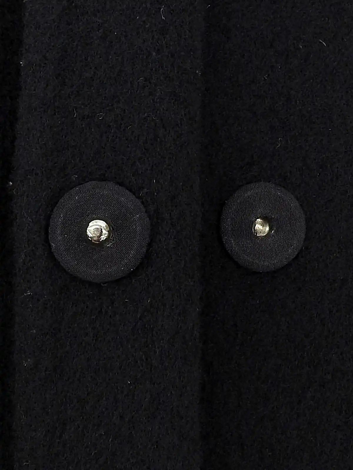Wool and fox fur combination cape coat in black/white