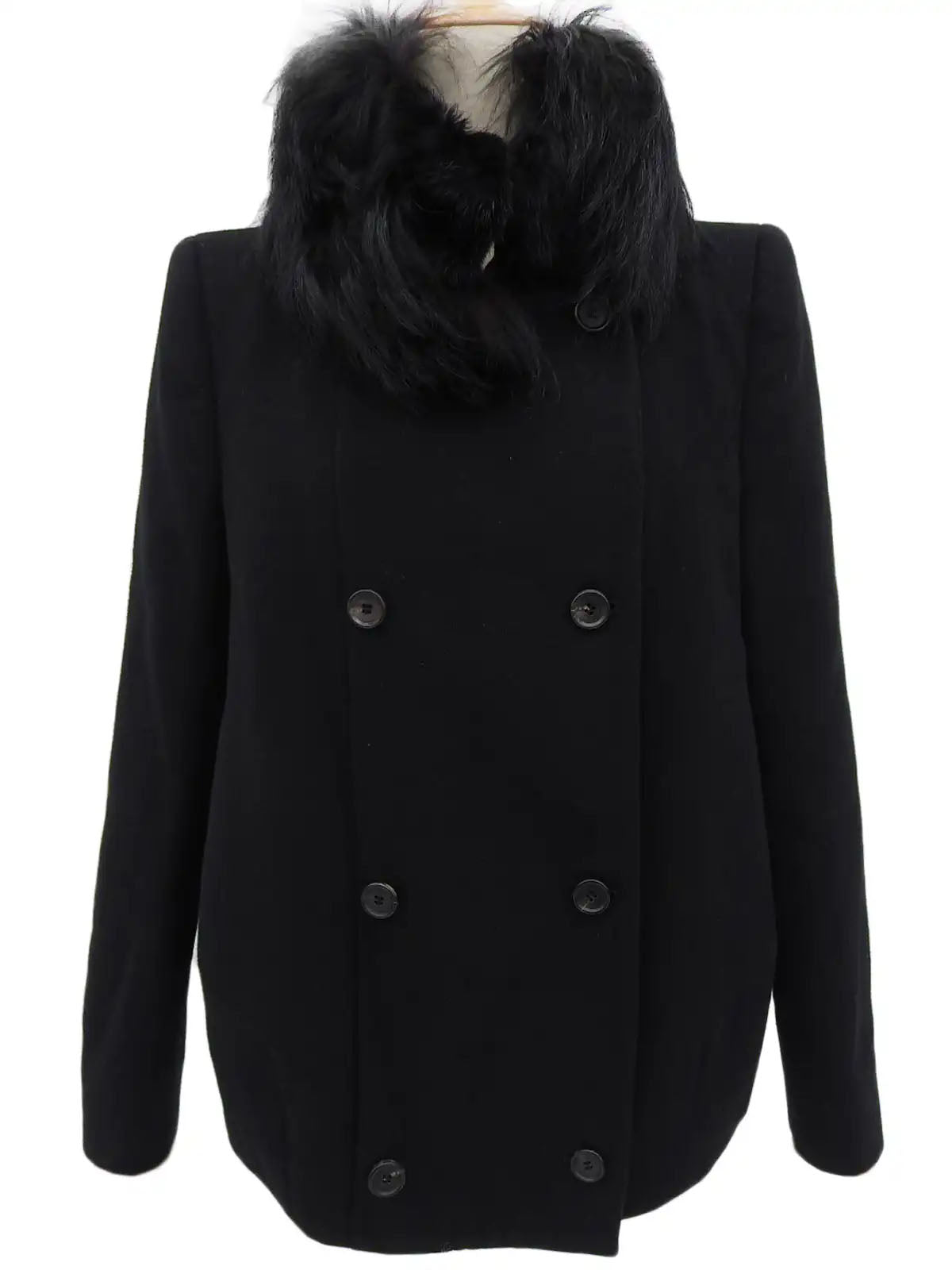 ウールファーカラーコート ブラック