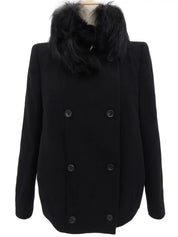 ウールファーカラーコート ブラック