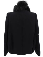ウールファーカラーコート　ブラック