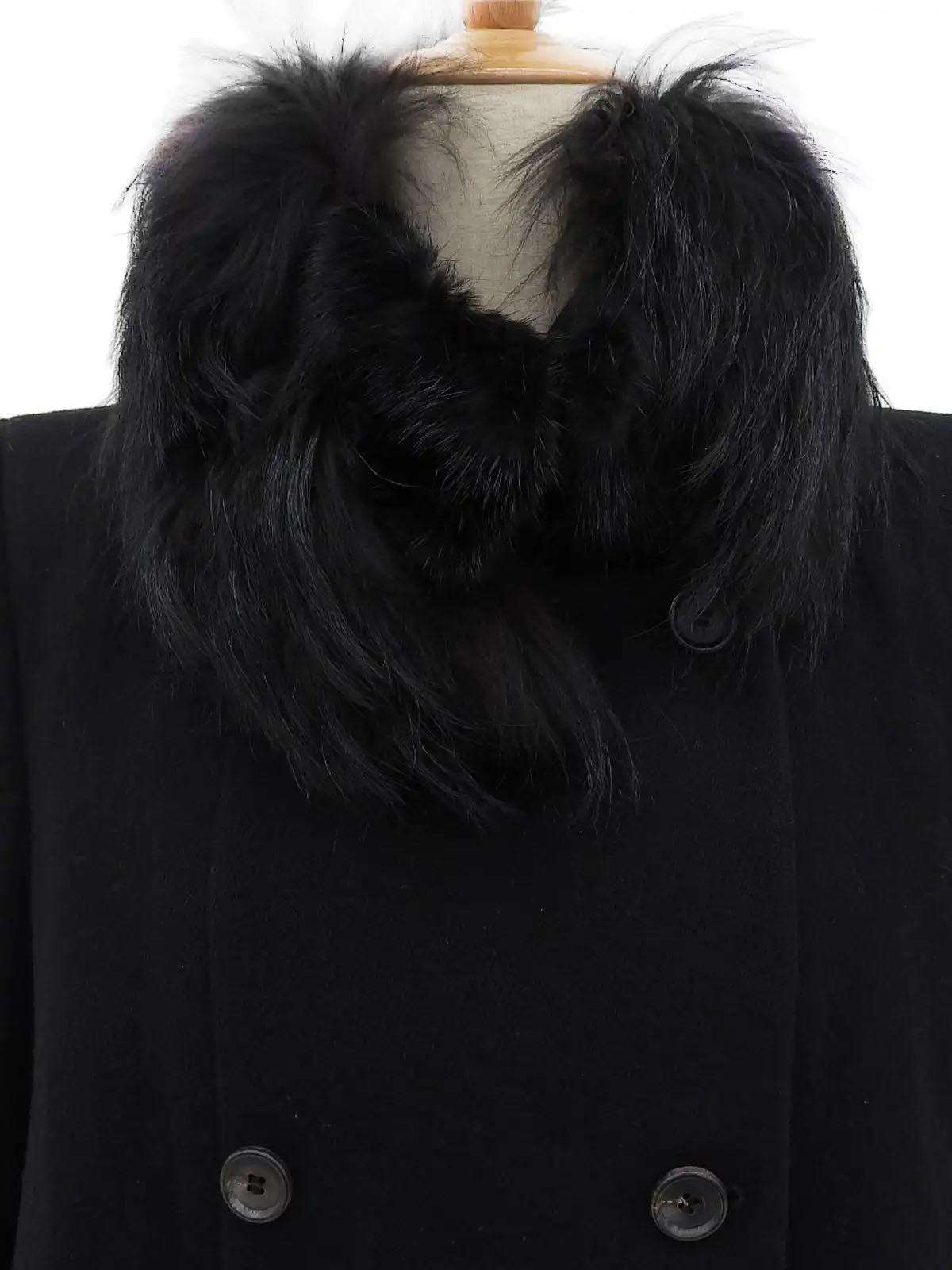 ウールファーカラーコート ブラック